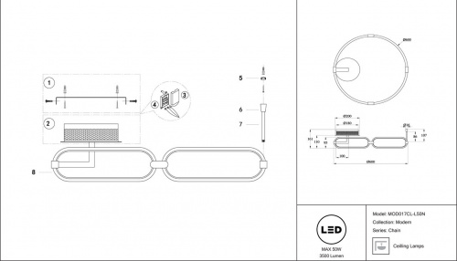 Светодиодный потолочный светильник MAYTONI Chain MOD017CL-L50N