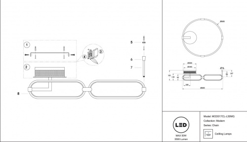 Светодиодный потолочный светильник MAYTONI Chain MOD017CL-L50MG