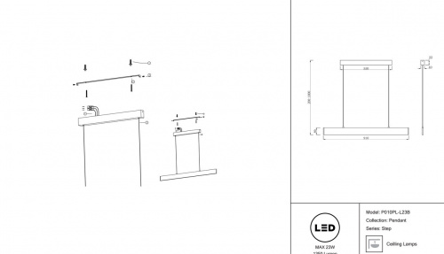 Светодиодный подвесной светильник MAYTONI Step P010PL-L23B